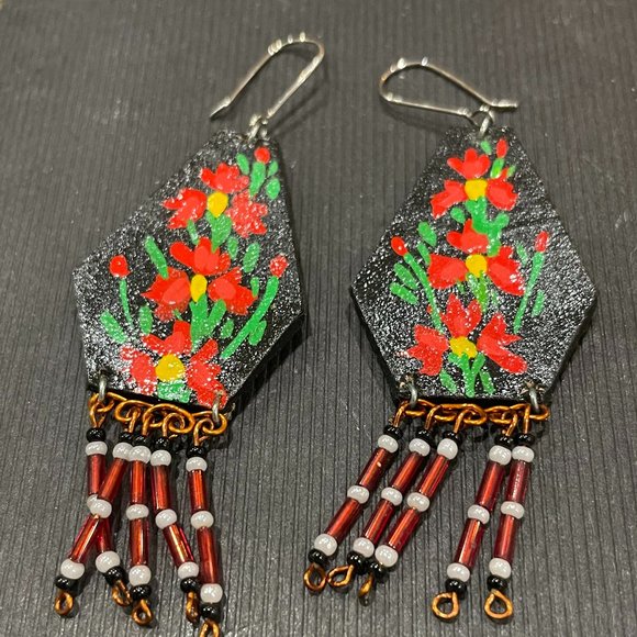 Earrings Hand Painted - Picture 2 of 2